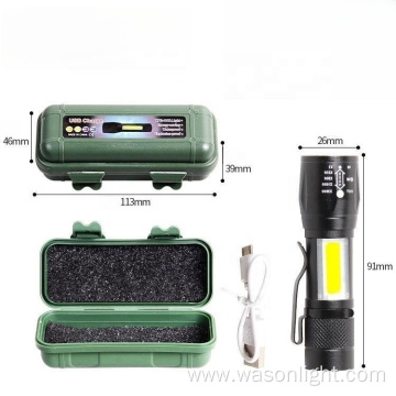 New hot sale 2 in 1 portable mini give away promotion gift cheap aluminum EDC zoom pocket clip flashlight rechargeable torch led